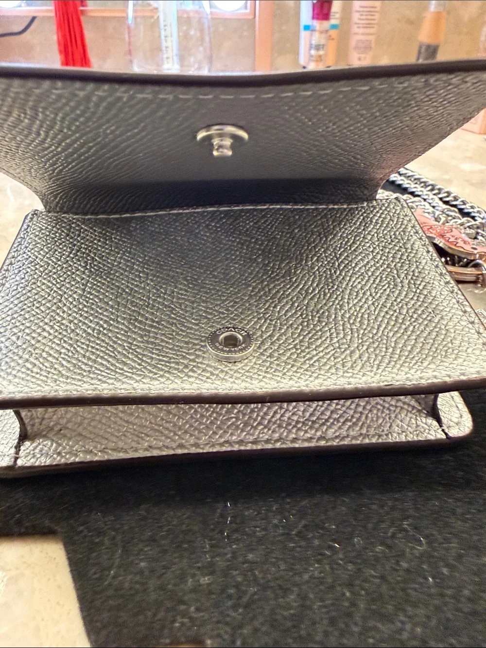 Coach Silver Metallic Micro Crossbody Wallet with Charm Cluster - Picture 4 of 4